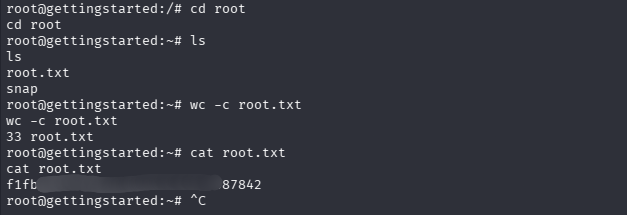 Reading root.txt as root